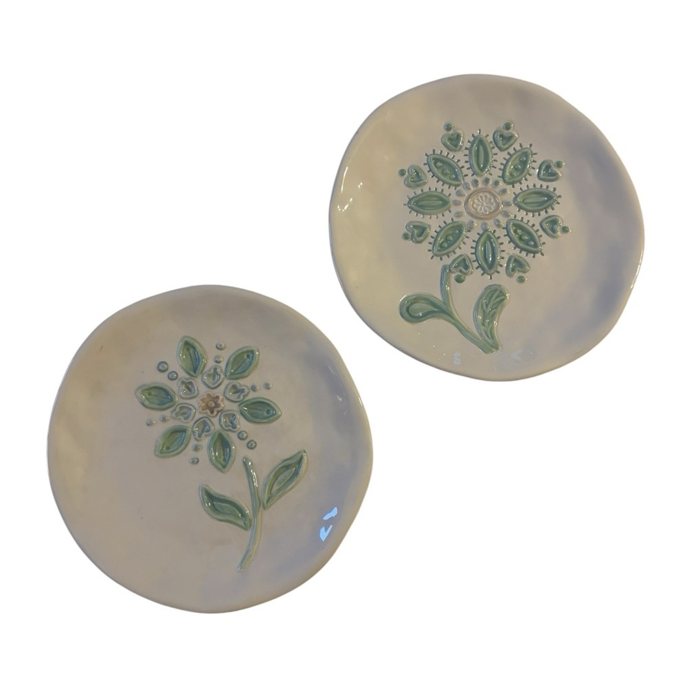Decorative Floral Ceramic Plates - Set of 2